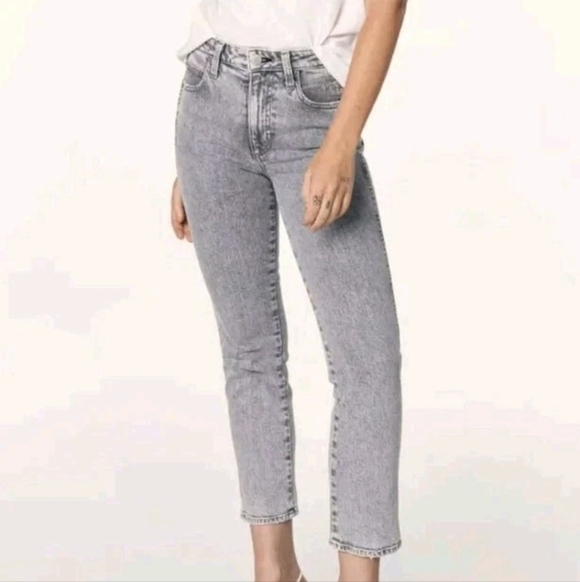 Anthropologie AMO Chloe Crop Jeans Opal Straight Leg High Waisted Acid Wash - Picture 3 of 11